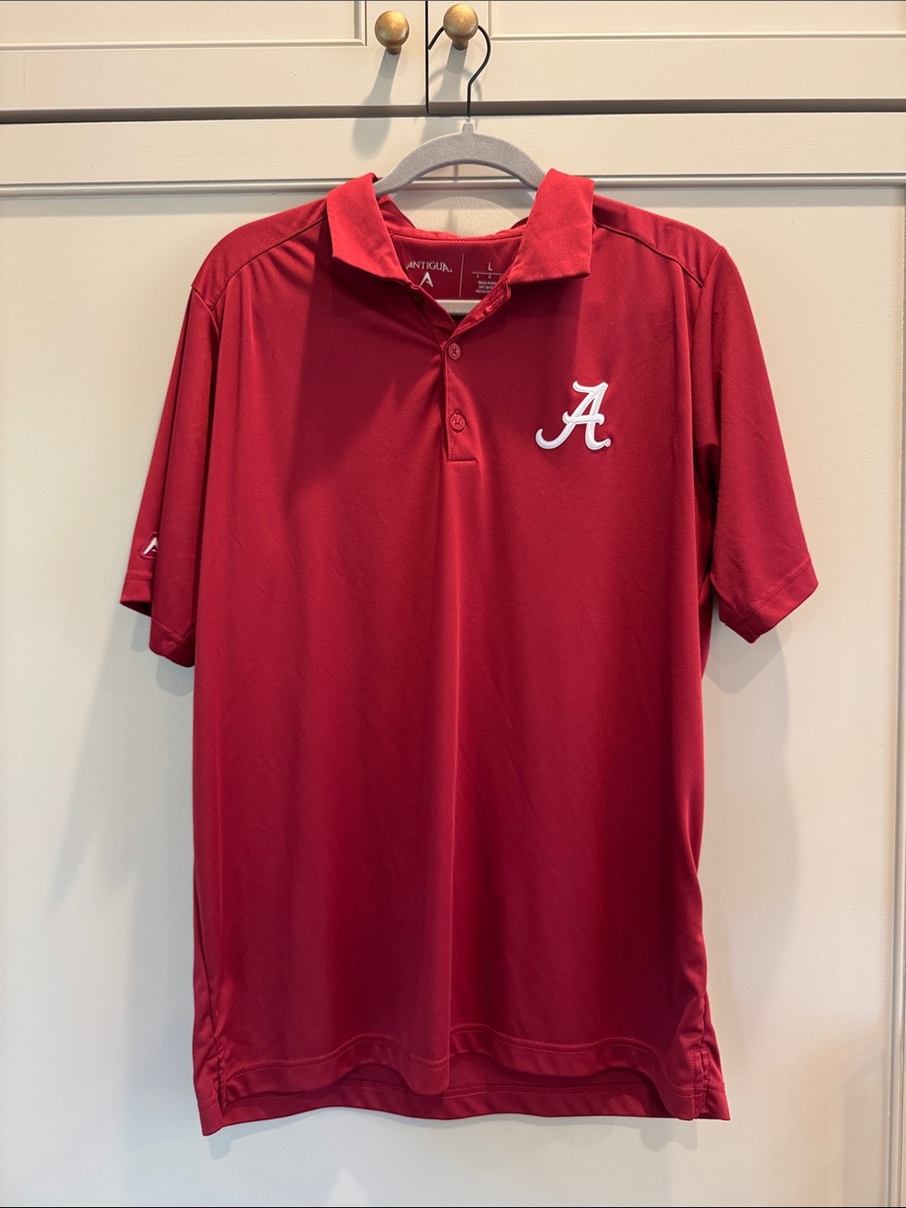 Antigua Men's Crimson Polo with White Alabama 'A' Logo